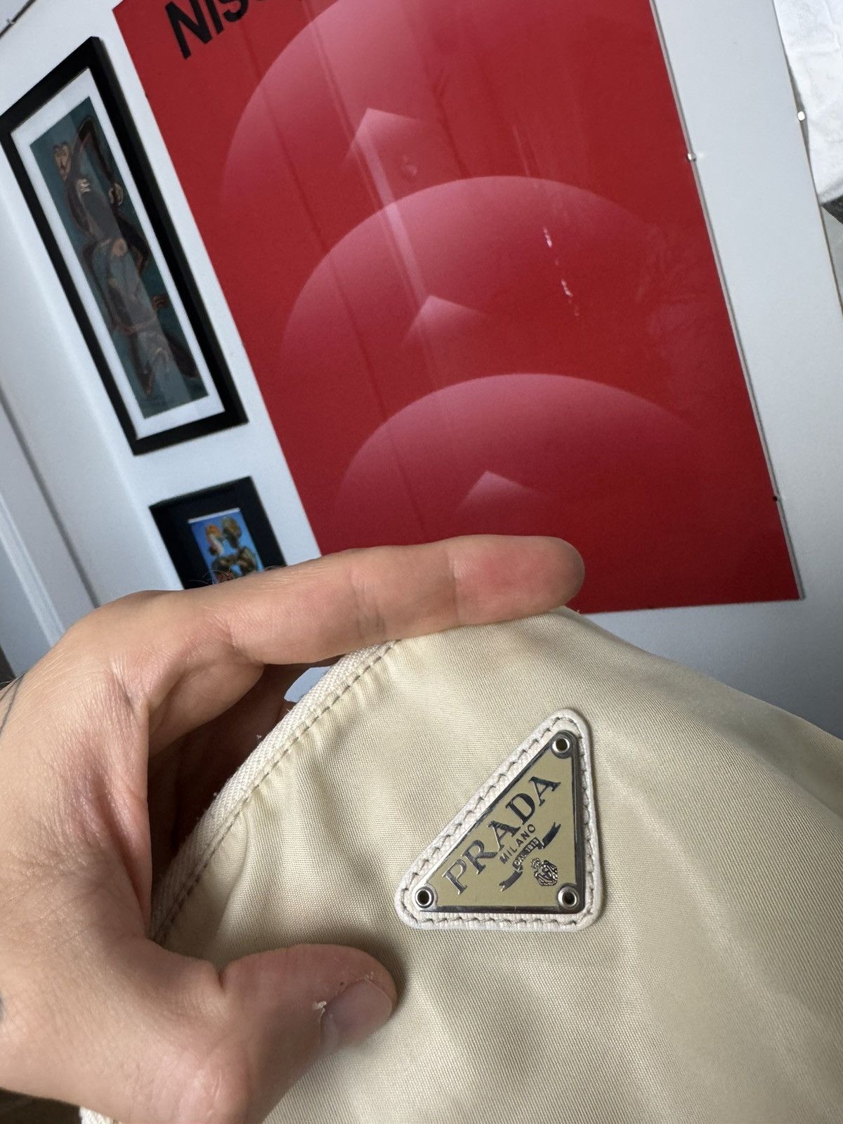 Prada Vintage Prada Beige Medium Nylon Backpack Designer High End Size ONE SIZE - 3 Thumbnail