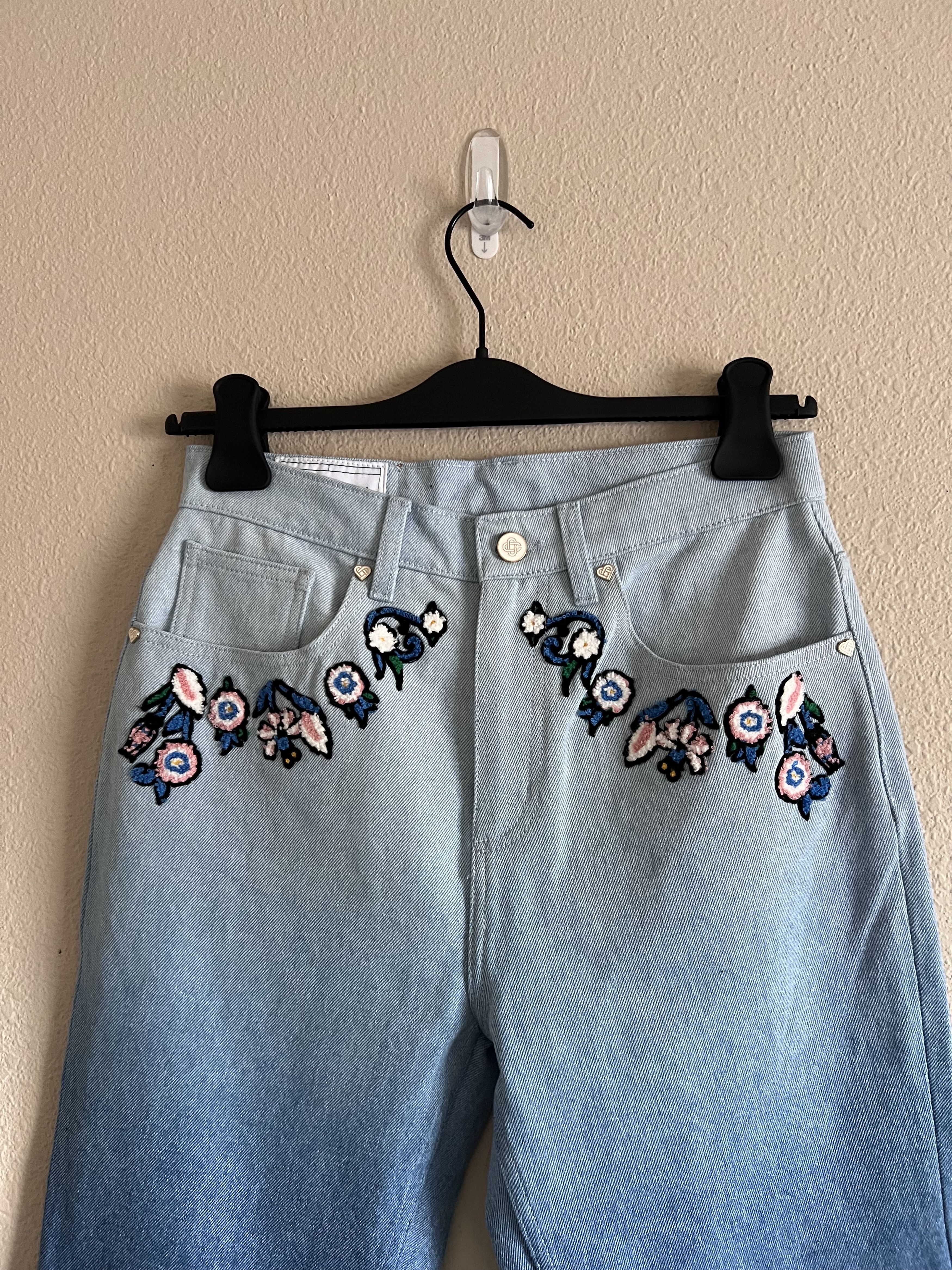 Casablanca Casablanca Gradient Floral Embroidery Denim Jeans Size US 30 / EU 46 - 2 Thumbnail