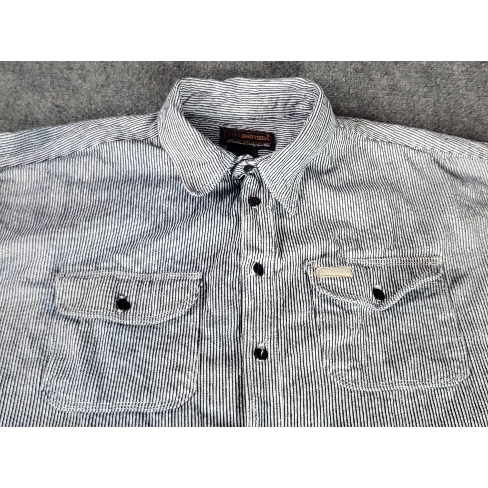 FiveBrother Five Brother Railroad Striped Button Up Shirt Men Sz 3XT Blu Size US XXL / EU 58 / 5 - 2 Thumbnail
