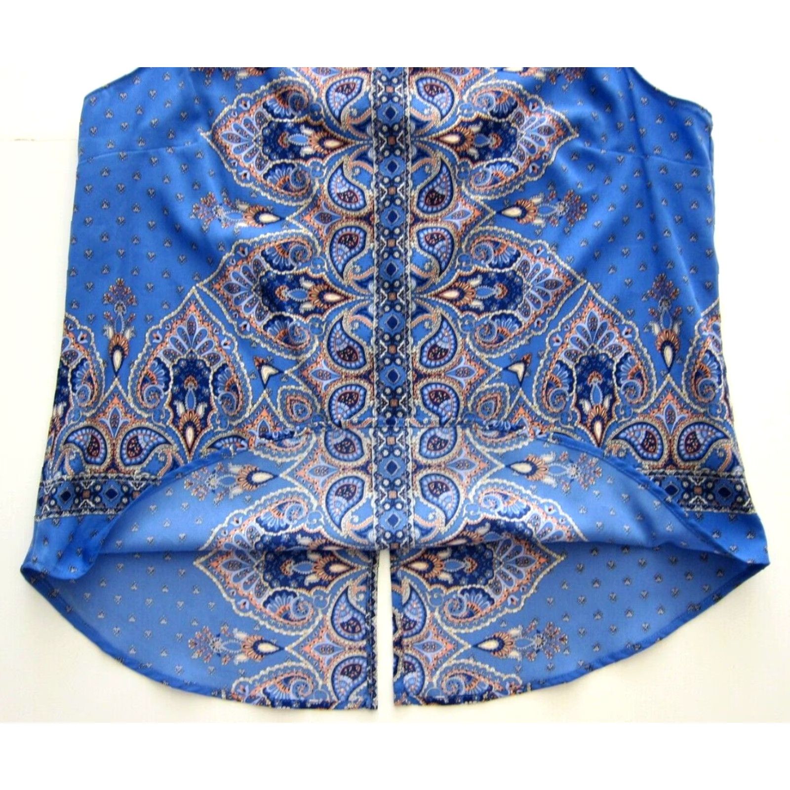Vintage NWT Verse Blue Paisley Floral Sleeveless Jory Split Neck Tunic Top Blouse Large Size L / US 10 / IT 46 - 6 Thumbnail