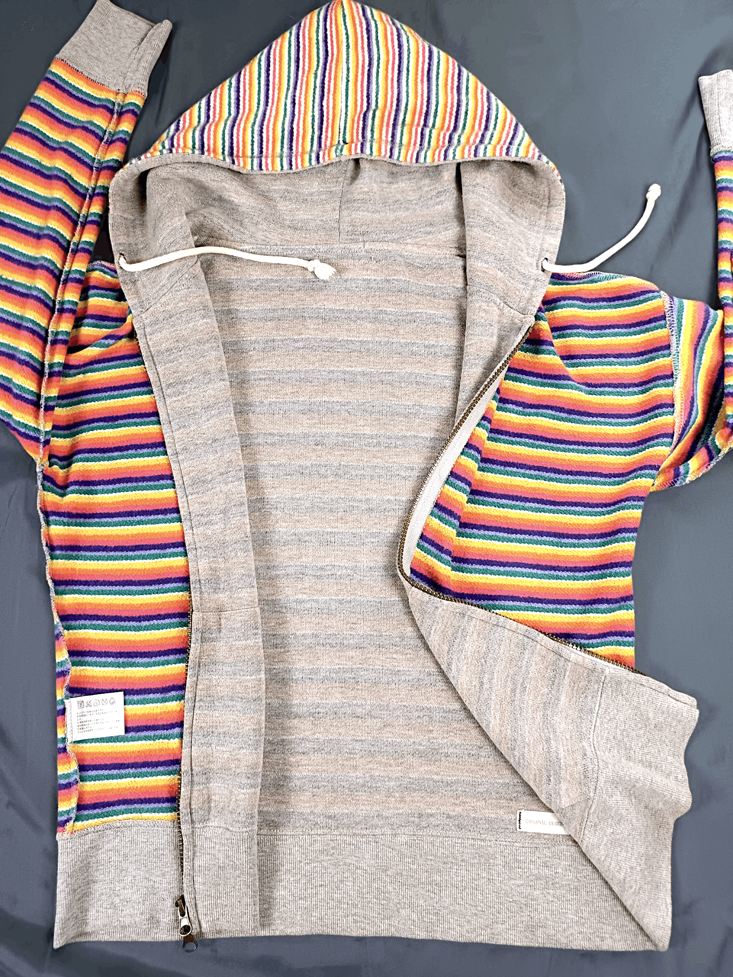 If Six Was Nine × Japanese Brand Vintage & Relax UNDER WRAPS Striped Rainbow Zipper Hoodie Size US M / EU 48-50 / 2 - 9 Thumbnail