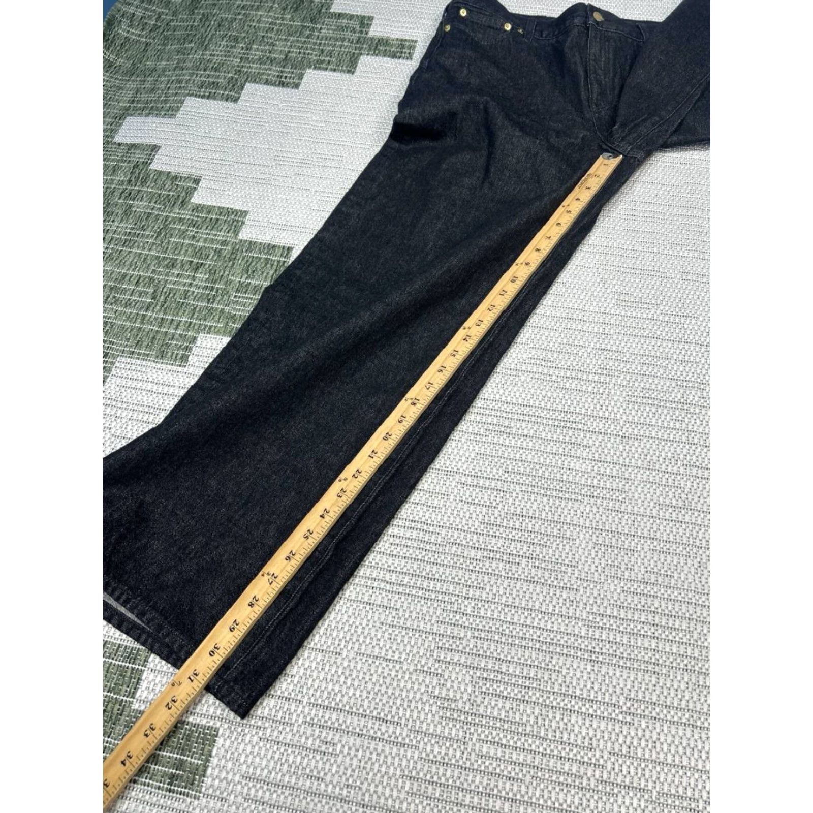 J.Crew J.CREW 1984 Jeans Womens 31 Black Rigid Denim Cotton High Rise 36x31 Wide-Leg 5-Pocket City Preppy X Large 90s Size 24" / US 00 / IT 34 - 5 Thumbnail