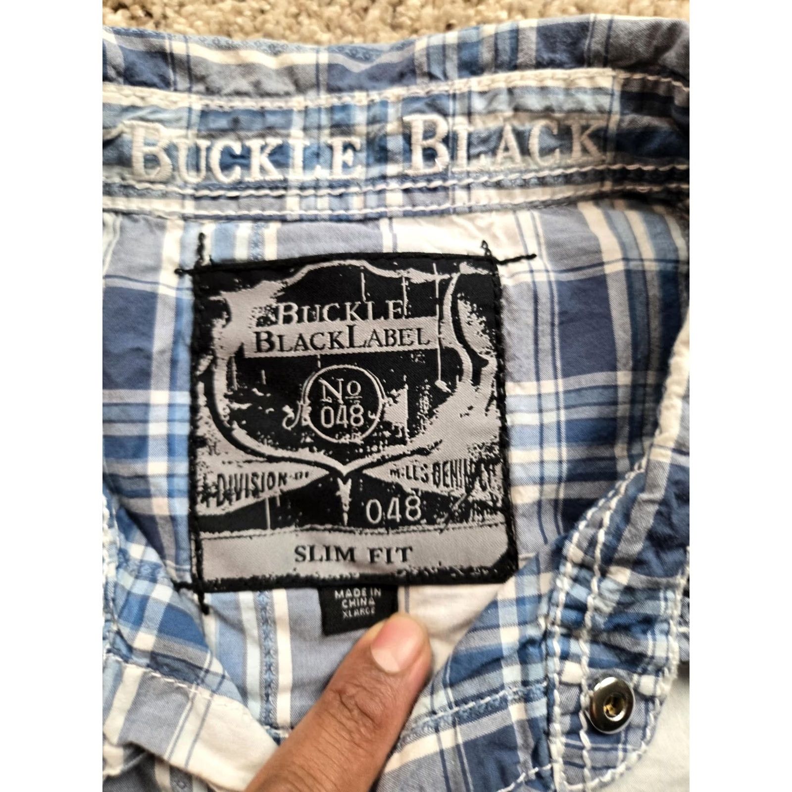 Buckle Black Buckle Black Label Shirt Mens XL Blue Plaid Long Sleeve Snap Front Slim Fit Size US XL / EU 56 / 4 - 6 Thumbnail