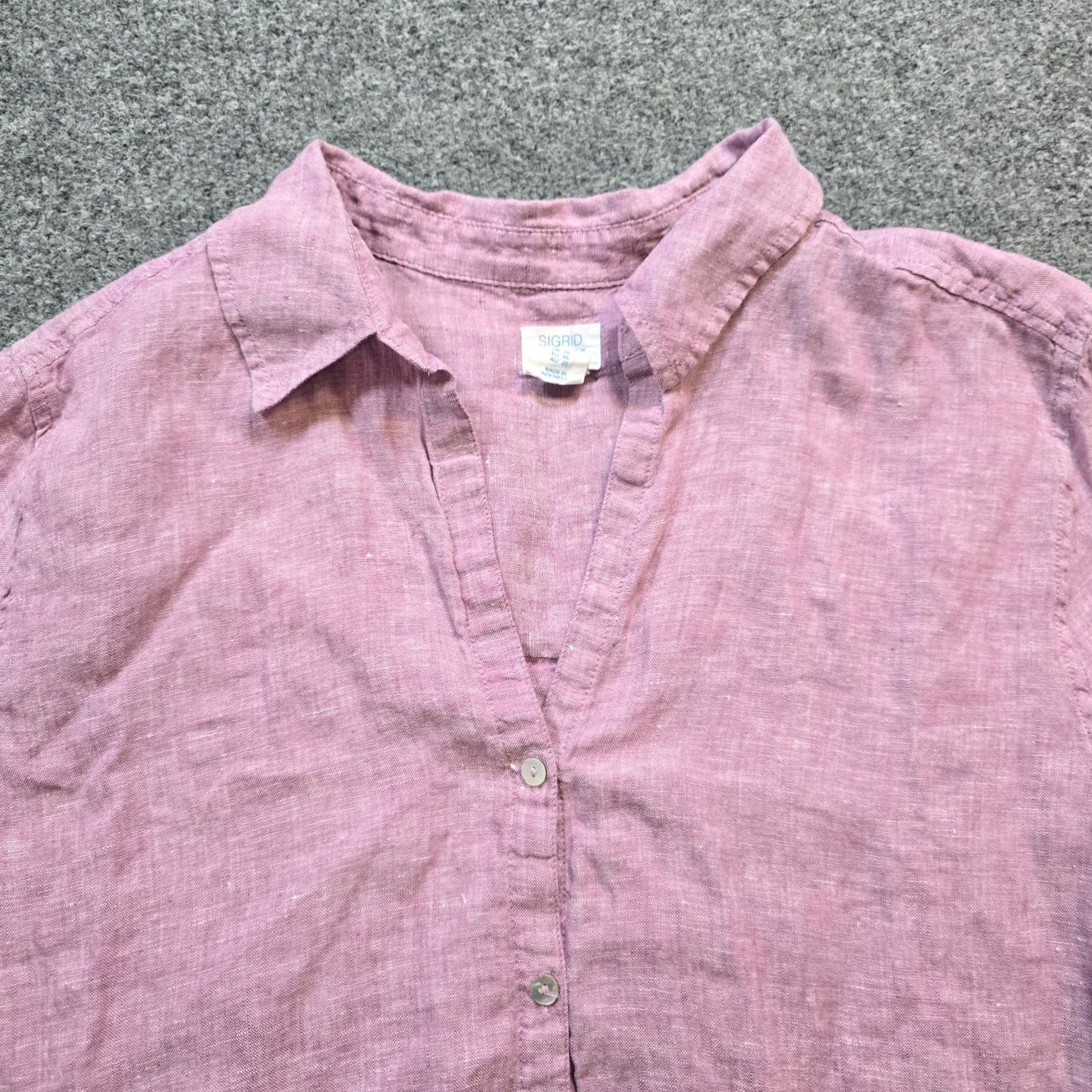 Pinko Sigrid Olsen Top Womens 1X Pink Linen Button Front Beachy Coastal Casual Blouse Shirt Knit Vintage: No Size XL / US 12-14 / IT 48-50 - 2 Thumbnail