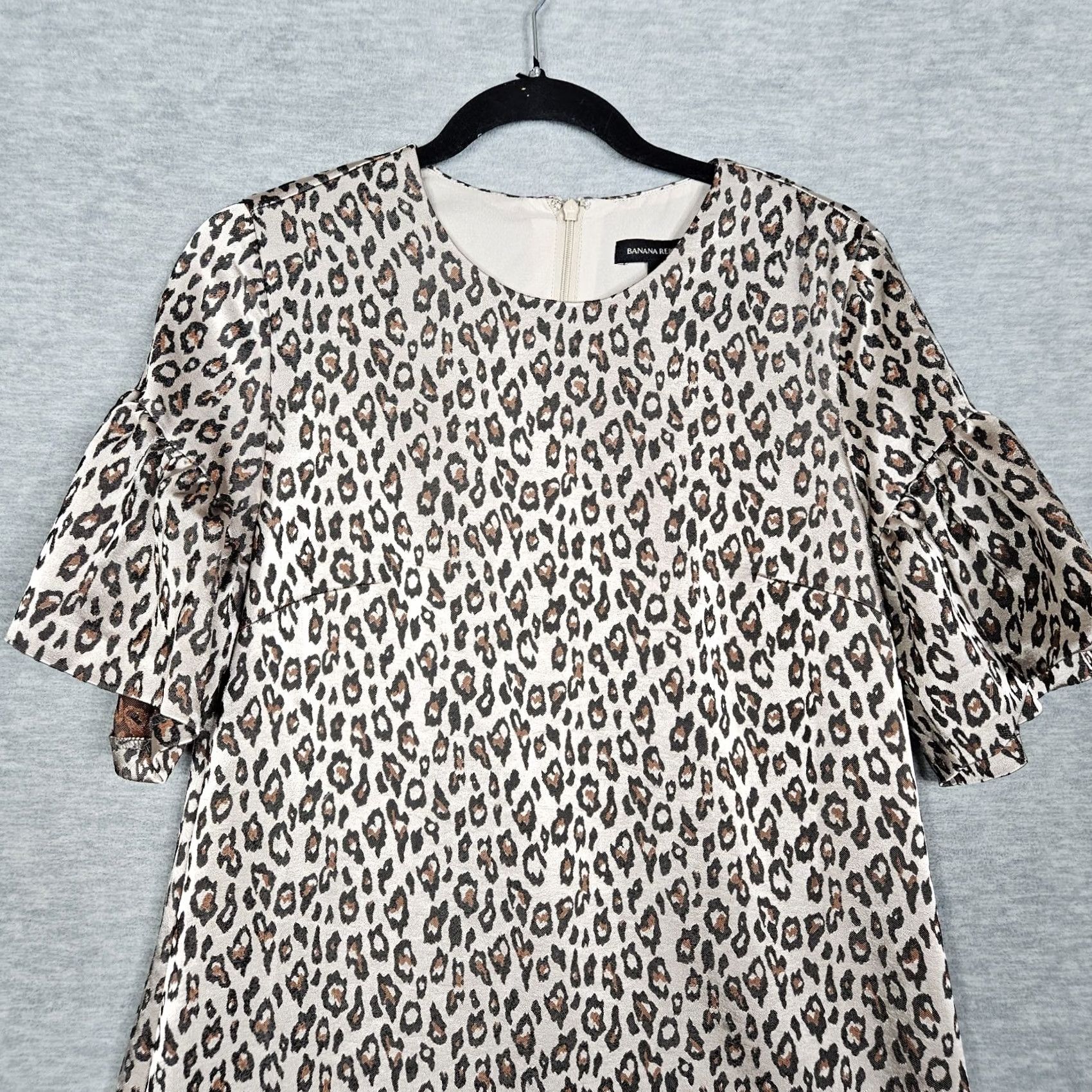 Banana Republic Banana Republic Leopard Printed Ruffle Bell Sleeve Dress Size 6 Casual Party/Cocktail A-Line Womens Multicolor Sleeveless Kn kih Size M / US 6-8 / IT 42-44 - 3 Thumbnail