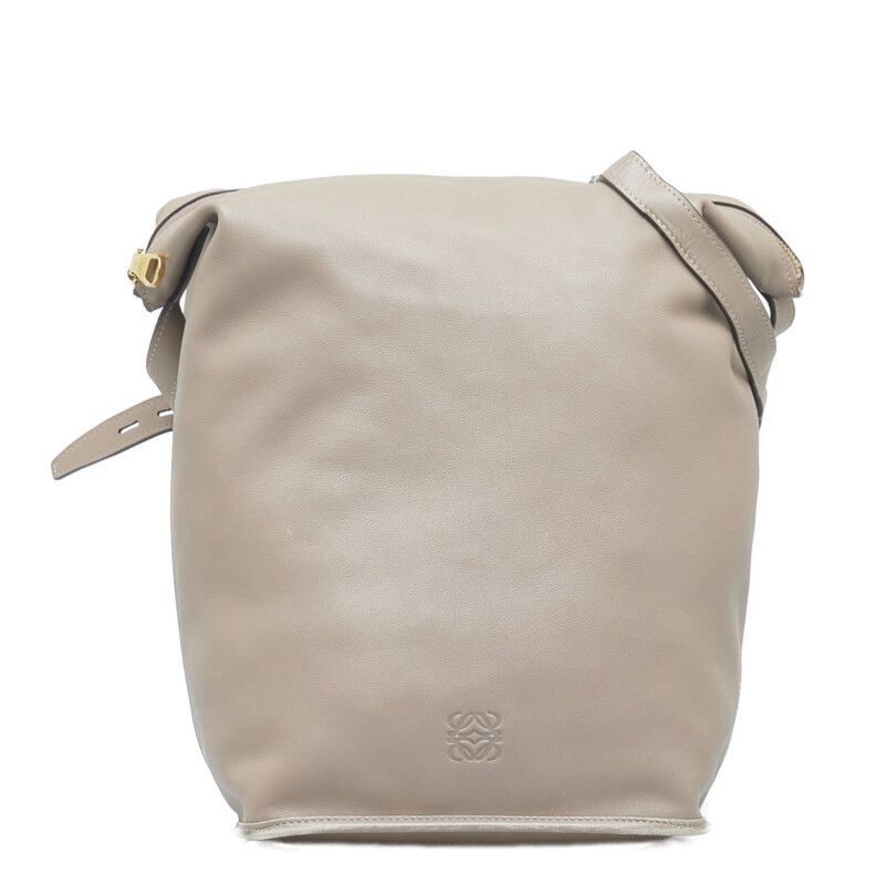image of Loewe Leather Anagram Shoulder Bag in Grey, Women's