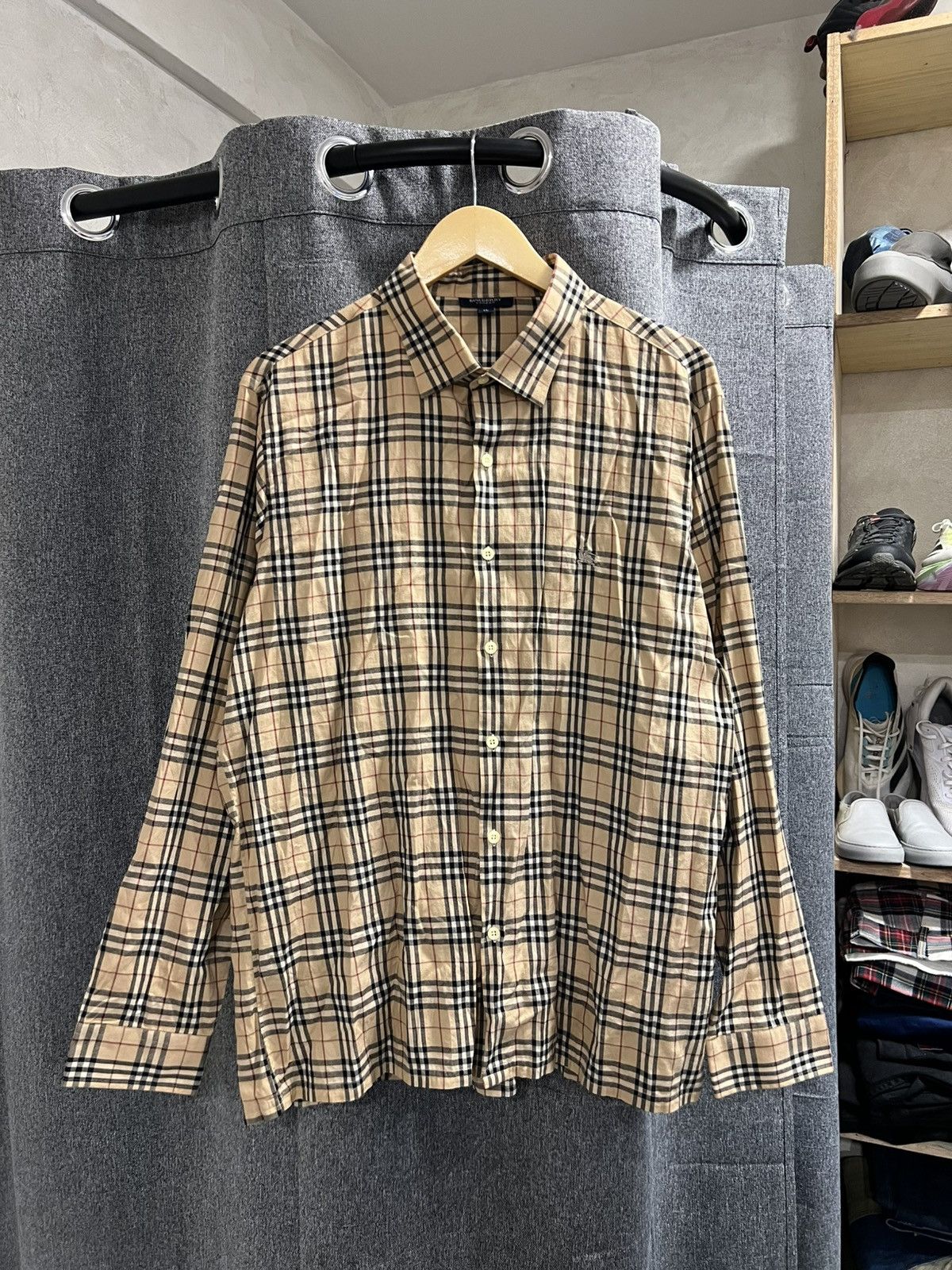 Burberry Vintage Burberry's Nova Check Plaid L/S Size US XL / EU 56 / 4 - 1 Thumbnail