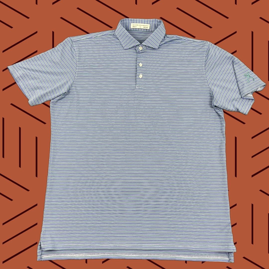 Vintage Holderness & Bourne Polo Shirt Men XL Blue Striped Golf Performance Preppy Sport Size US XL / EU 56 / 4 - 1 Thumbnail