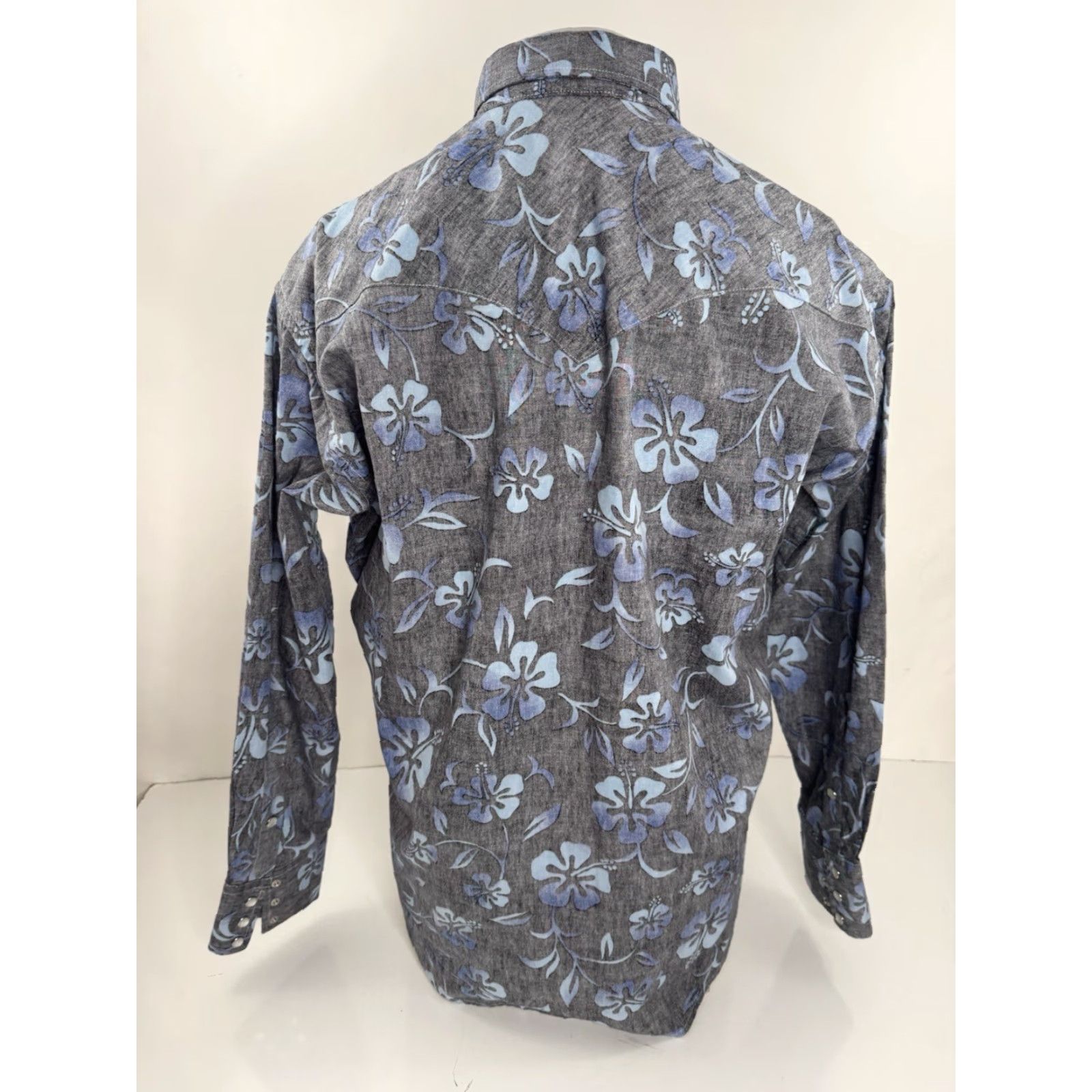 Carhartt COWBOY GANG Paniolo Pride Floral Pearl Snap MADE IN USA Western L Shirt EXC - Carhartt, Button-Up, Floral, Long Sleeve, Blue / Gray, Men, L Size US L / EU 52-54 / 3 - 4 Thumbnail