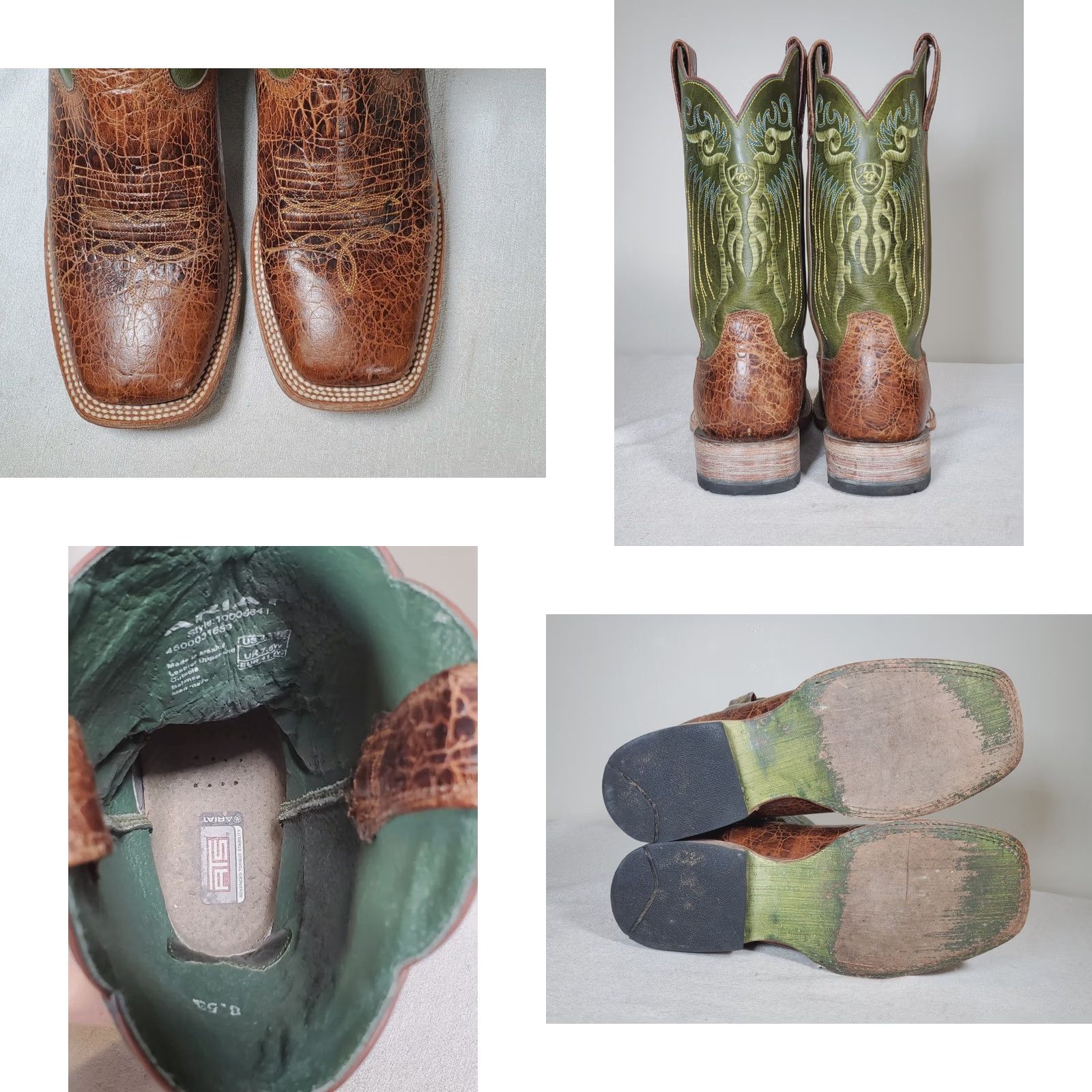 Ariat Ariat Mesteno Broad Square Toe Western Boots Men US 8.5 EE Adobe Clay / Lime Green Brown Leather Square Toe Boots Mens Western Shoes Boots Size US 9 / EU 42 - 8 Thumbnail