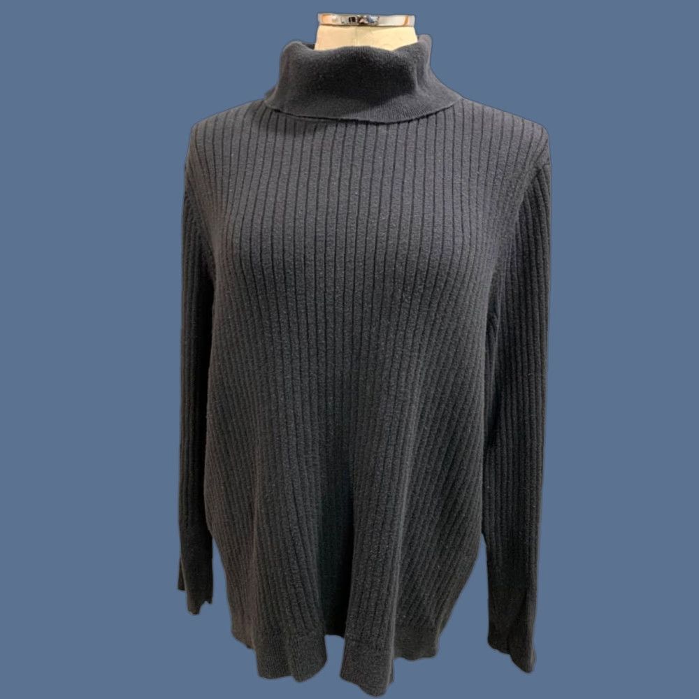 Talbots Talbots Womens Plus 2X Ribbed Black Turtleneck Sweater Pullover Size XXL / US 16-18 / IT 52-54 - 1 Thumbnail
