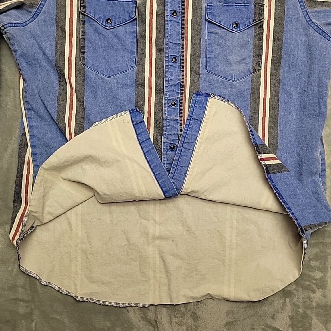Wrangler VINTAGE Wrangler Brush Popper Shirt Men XL Blue Striped Pearl Snap Western King? Size US XL / EU 56 / 4 - 7 Thumbnail