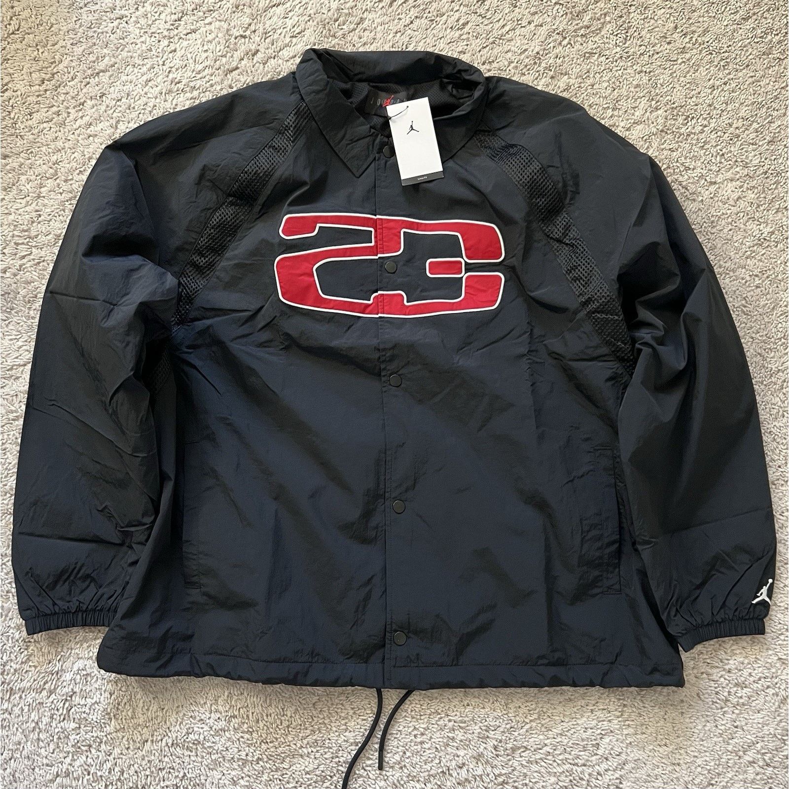 Nike Nike Jordan Essential Men's Size 2XL Coach Jacket Black Sail Size US XXL / EU 58 / 5 - 9 Thumbnail