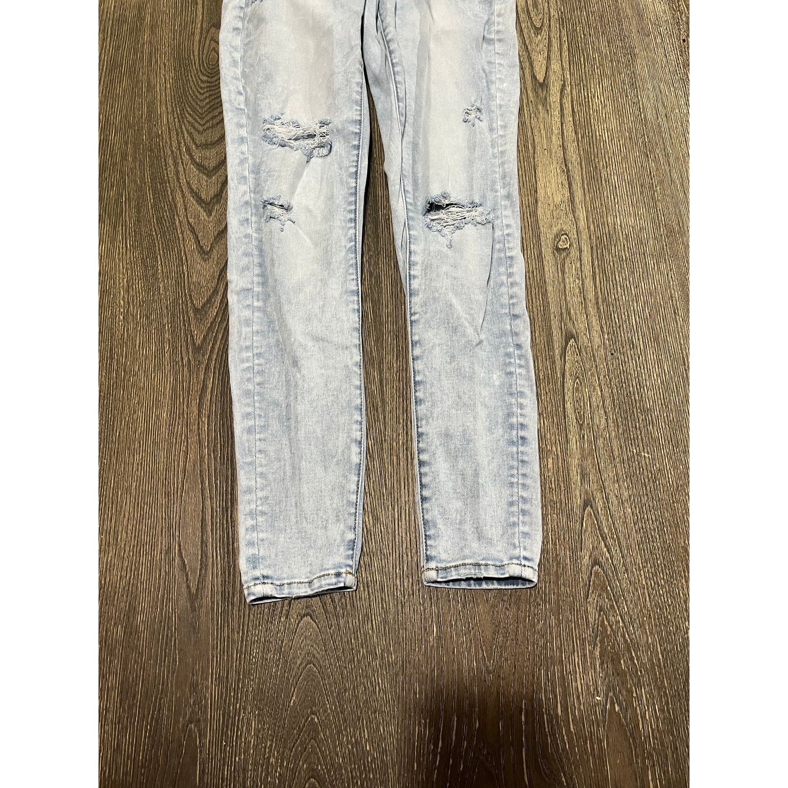 American Eagle Outfitters American Eagle Curvy Hi-Rise Jegging Distressed Blue Size 2 Size 26" / US 2 / IT 38 - 3 Thumbnail