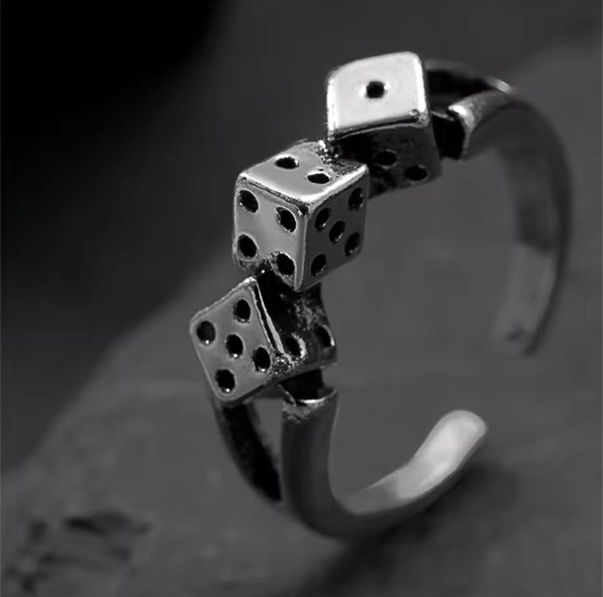 Jewelry × Vintage Dice Playing Ring Poker Card Player Game Spades Heart Chrome Size ONE SIZE - 1 Thumbnail