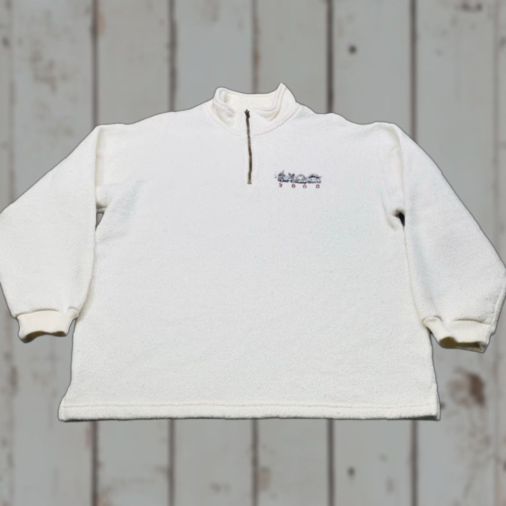 Disney VINTAGE Disney Pullover Sweatshirt Logo Walt Disney World Epcot Mickey Mouse Cream Ivory Size L Men United States Size US L / EU 52-54 / 3 - 1 Thumbnail