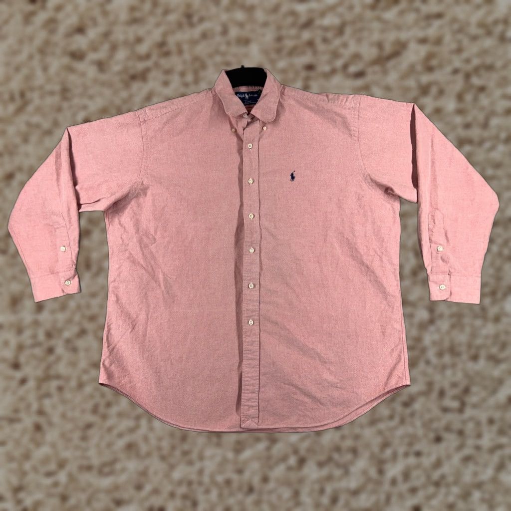 Polo Ralph Lauren VINTAGE Polo Ralph Lauren Shirt Men XL Pink Button Up Collared 100% Cotton Plaid with Pockets Button-Up Casual Workwear Mens Size US XL / EU 56 / 4 - 1 Thumbnail