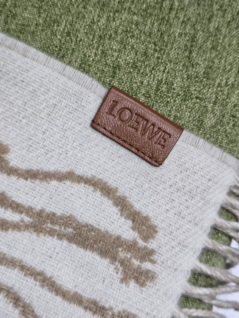Loewe LOEWE Cashmere scarf beige and camel Size ONE SIZE - 4 Thumbnail