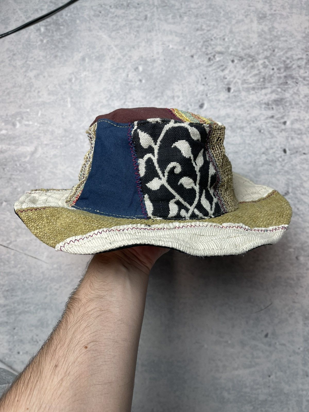 Art Comes First Vintage HIPPIE BUCKET HAT patchwork HEMP STYLE Size ONE SIZE - 1 Thumbnail