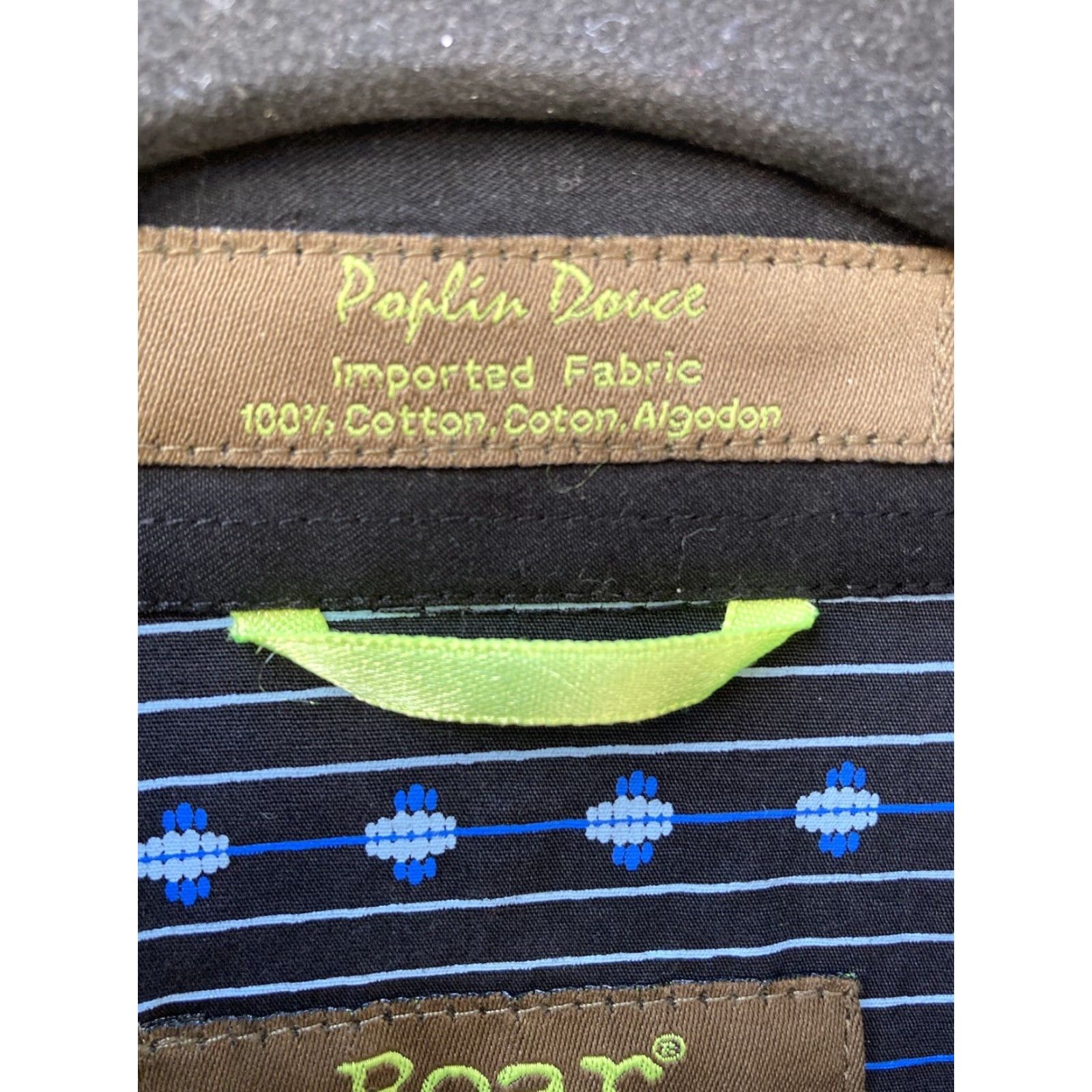 Roar Men's Roar Multicolor Geometric Button-Down Shirt L Poplin Cotton Dress Size 42R - 3 Thumbnail