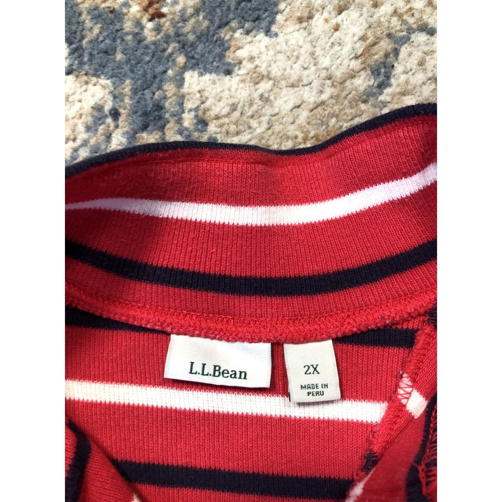 Vintage L.L.Bean Sweater Womens 2X Red Stripe 1/4 Zip Mock Neck Pullover Knit Cotton Shirt Women Plus Size Striped Knit Fall Casual Mens Women Girls Boys N/A Size XXL / US 16-18 / IT 52-54 - 7 Thumbnail