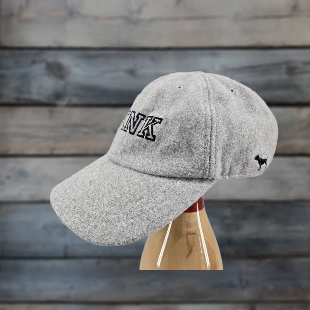 Vintage Victoria Secret Baseball Hat Gray Wool Blend Adjustable Women's Pink Logo Cap Size ONE SIZE - 1 Thumbnail