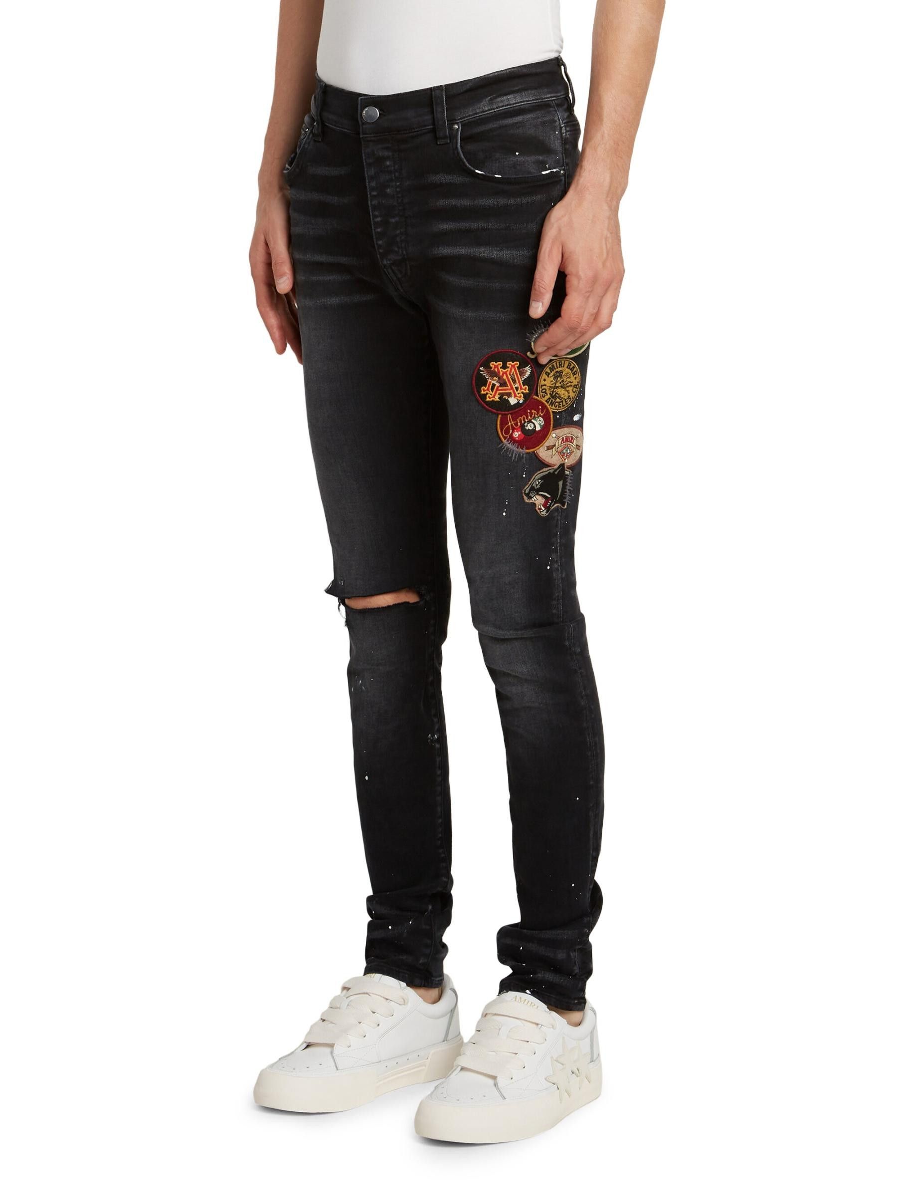 Amiri os11x0625 Vintage Patch Skinny Jeans in Aged Black Size US 30 / EU 46 - 2 Thumbnail