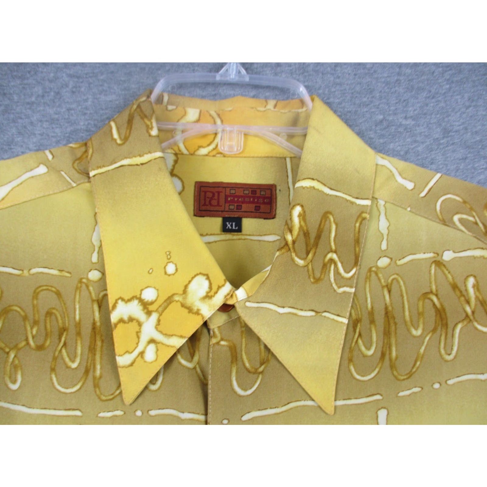 Vintage VINTAGE Prestige PD Shirt XL Men's Short Sleeve Made in USA Yellow Gold Shirt Size US XL / EU 56 / 4 - 2 Thumbnail