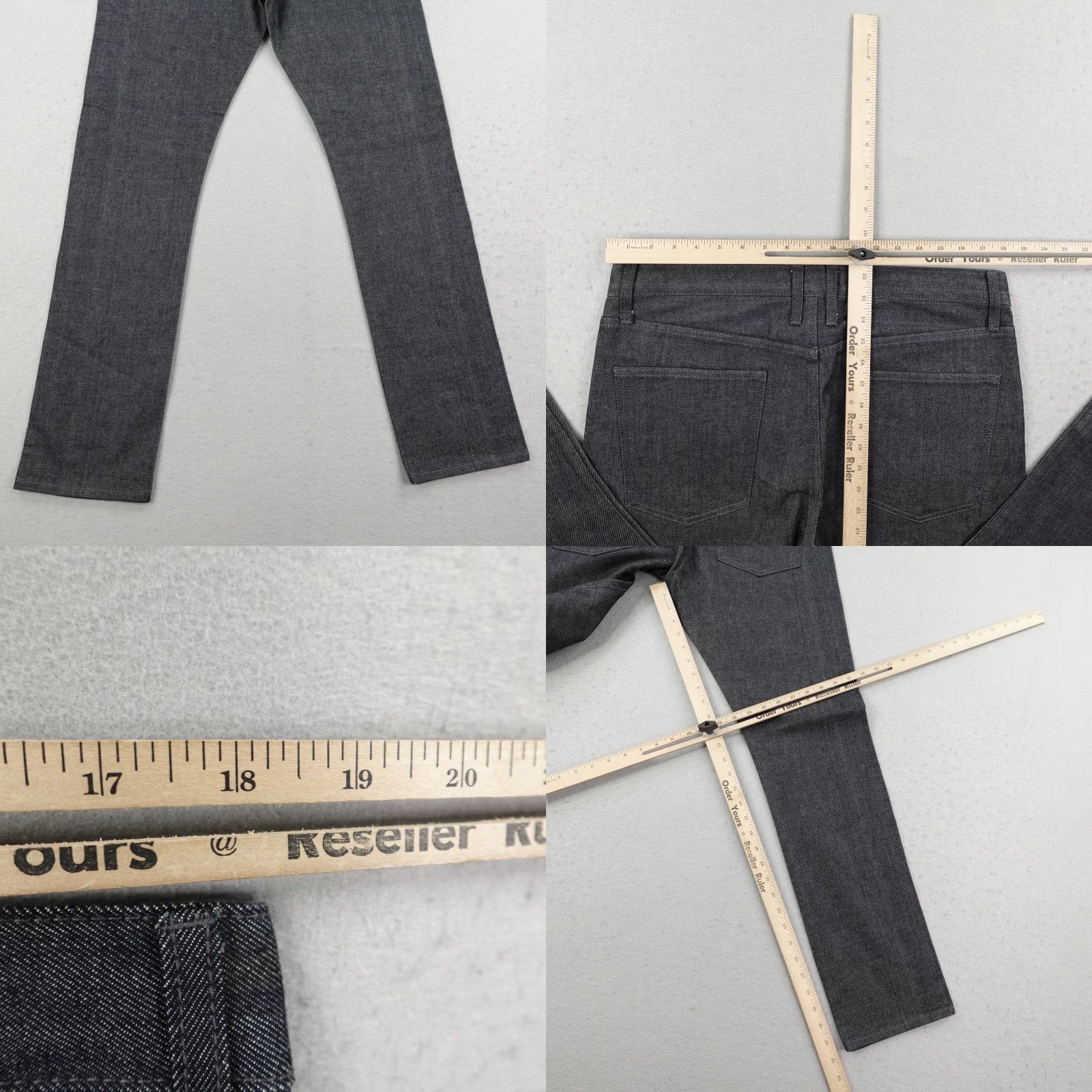 Denime DSTLD Jeans Mens 36x32 Skinny Fit Selvedge Denim Charcoal Gray Inseam 32 Waist 36 Mens Size US 36 / EU 52 - 8 Thumbnail