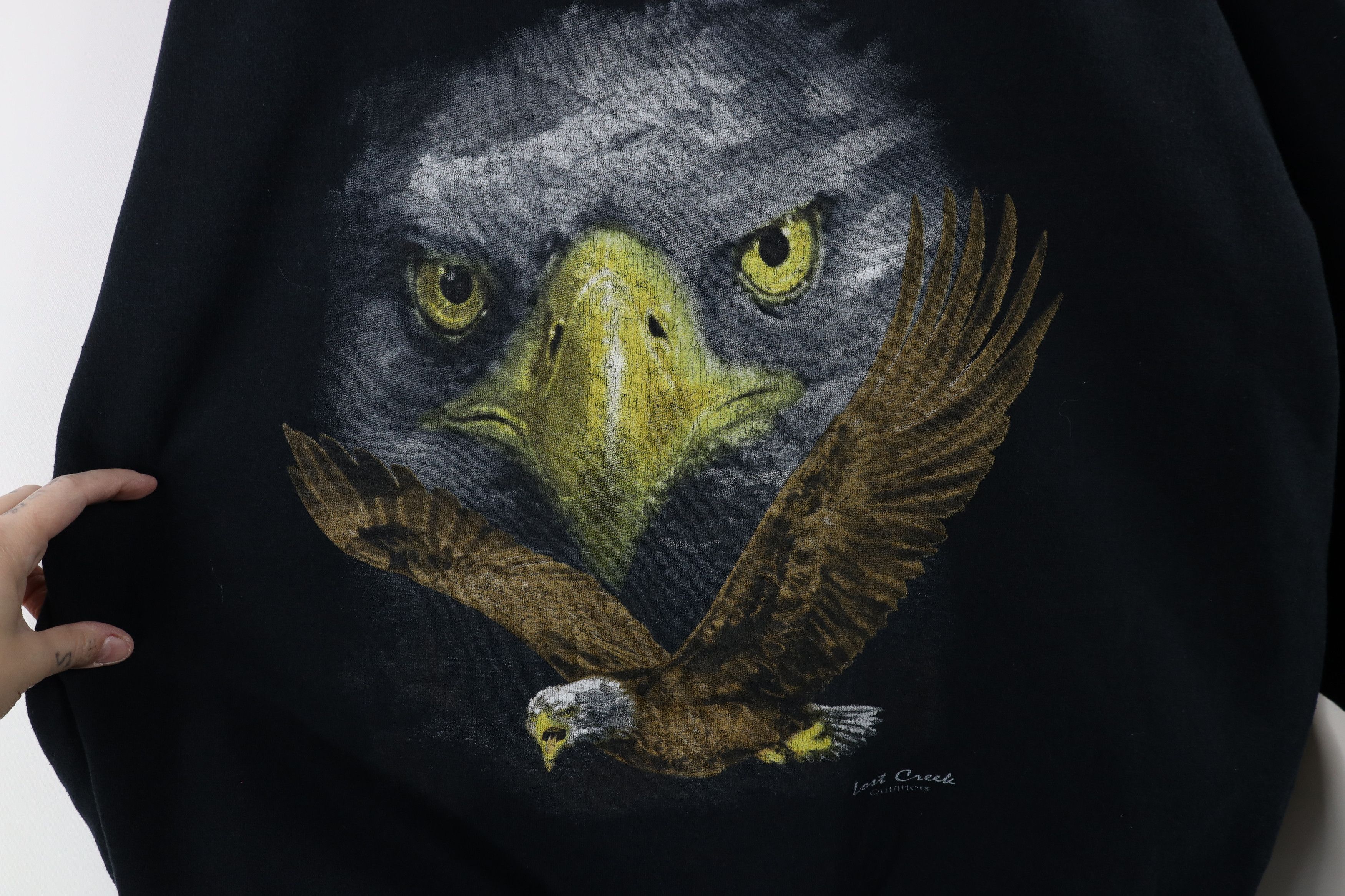 Vintage Vintage 90s Streetwear Eagle Crewneck Sweatshirt Black Size US XL / EU 56 / 4 - 4 Thumbnail
