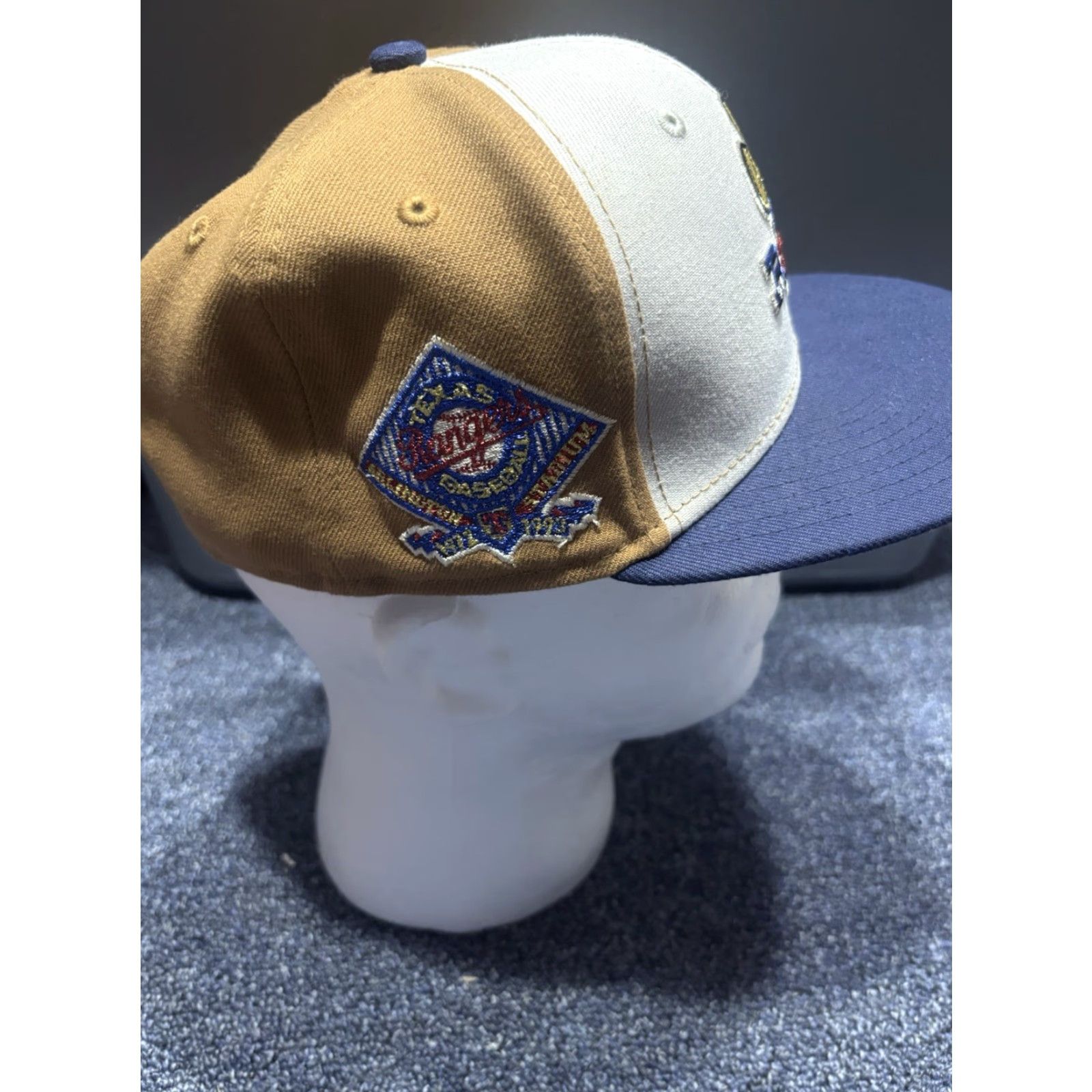 New Era Texas Rangers Hat Arlington Stadium Patch New Era 7 1/8 Chrome White / Peanut / Gray UV Brown White Solid Baseball Cap Unisex Adults Mens Womens Size ONE SIZE - 2 Thumbnail