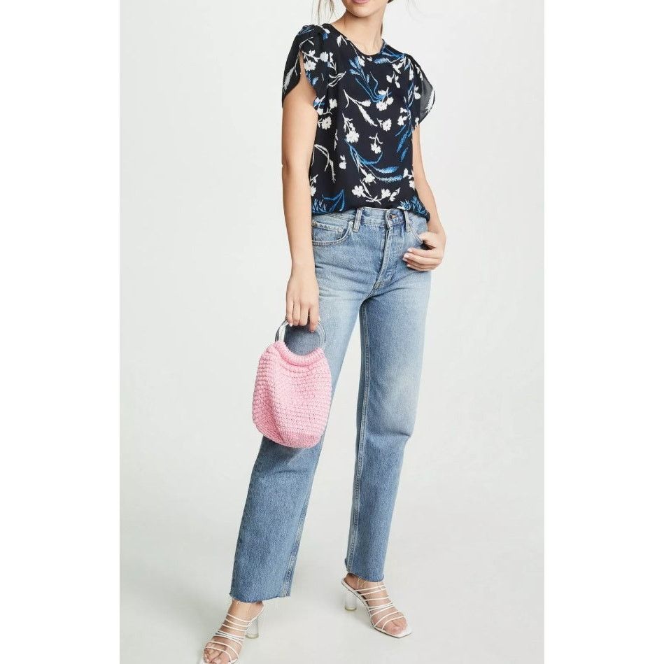 Joie Joie Wira 100% Silk Blue Floral Tulip Sleeve Top Medium Size M / US 6-8 / IT 42-44 - 6 Thumbnail