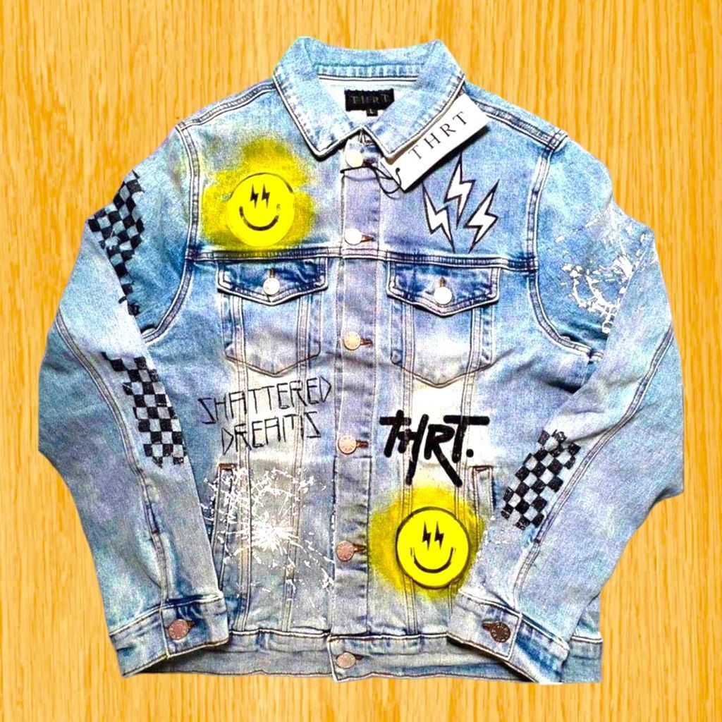 Streetwear THRT Denim Drippy Smiley Face HipHop Trap Designer Streetwea ...