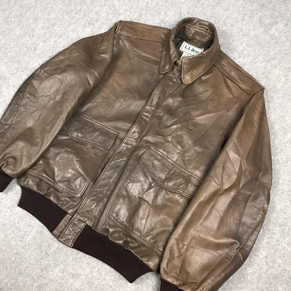 L.L. Bean VINTAGE LL.BEAN BROWN LEATHER BOMBER JACKET Size US S / EU 44-46 / 1 - 5 Thumbnail