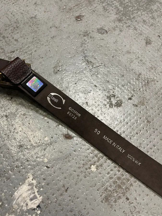 Just Cavalli 2000s Cavalli Black Spice Brown Leather Belt Size ONE SIZE - 9 Thumbnail