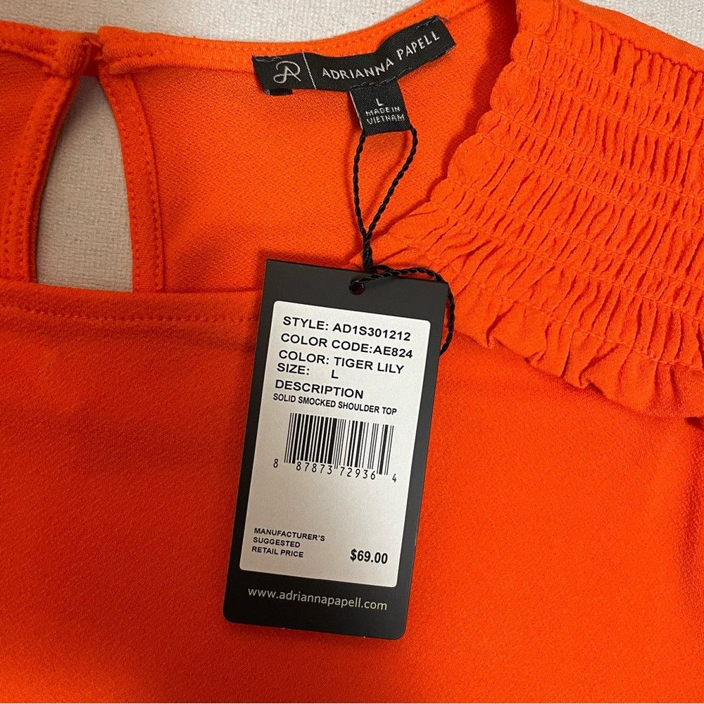 Adrianna Papell NWT New $69 Adrianna Papell Smocked Shoulder Flutter Sleeve Size L / US 10 / IT 46 - 8 Thumbnail