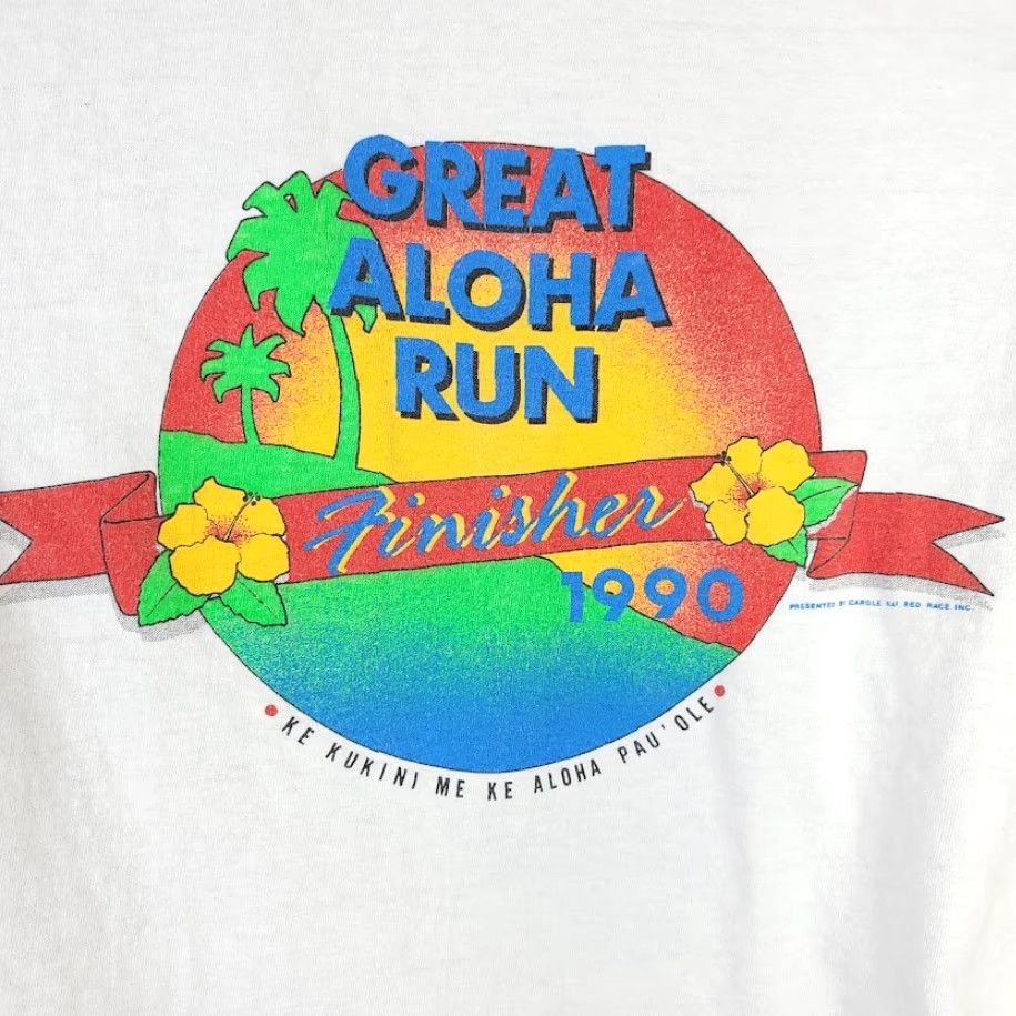 Hanes VINTAGE Hanes T-Shirt Mens Size S White 90s Great Aloha Run Hawaii Made In USA Running 10k 5k Race Mens Size US S / EU 44-46 / 1 - 5 Thumbnail