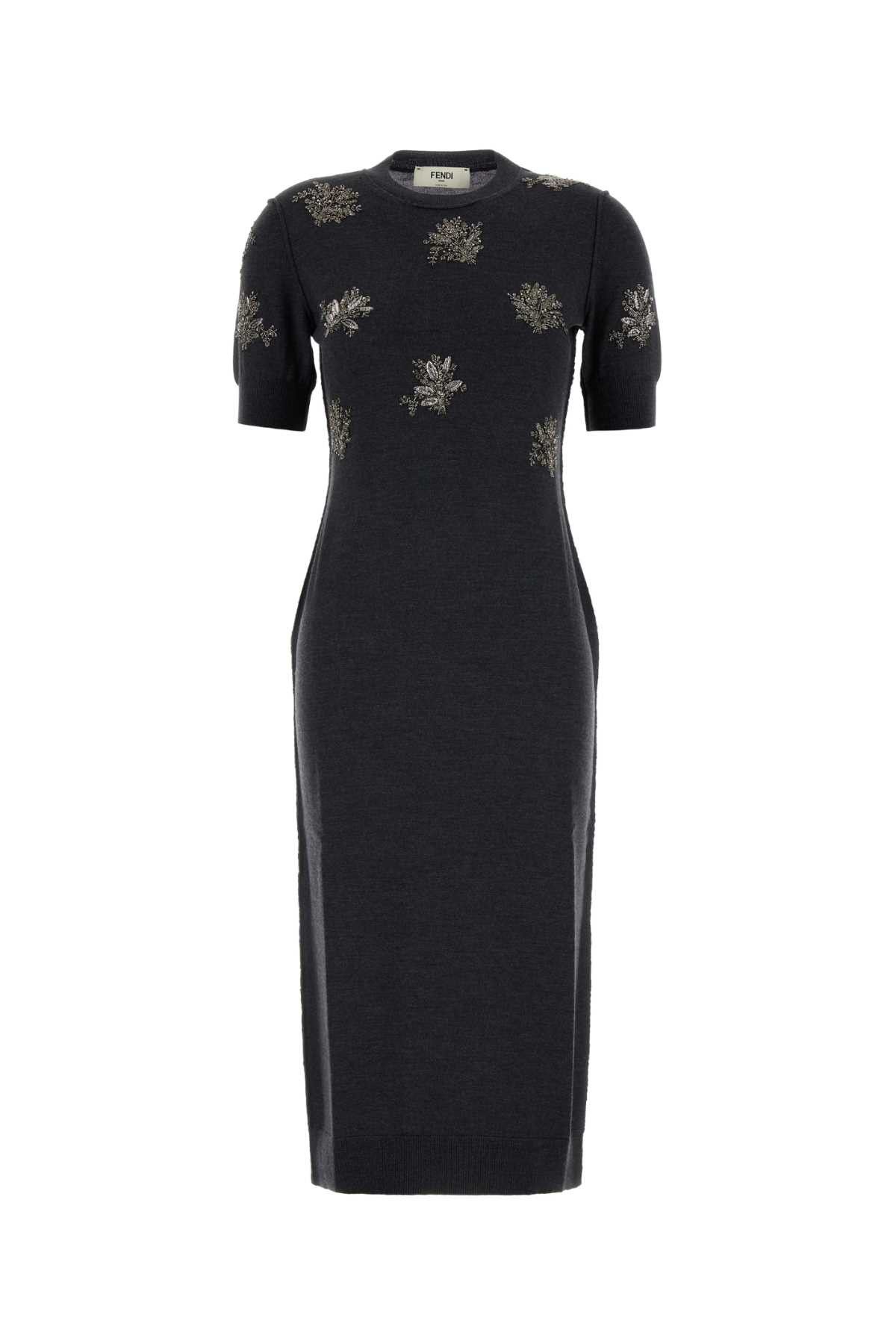 Fendi Charcoal Stretch Wool Dress Size M / US 6-8 / IT 42-44 - 1 Thumbnail