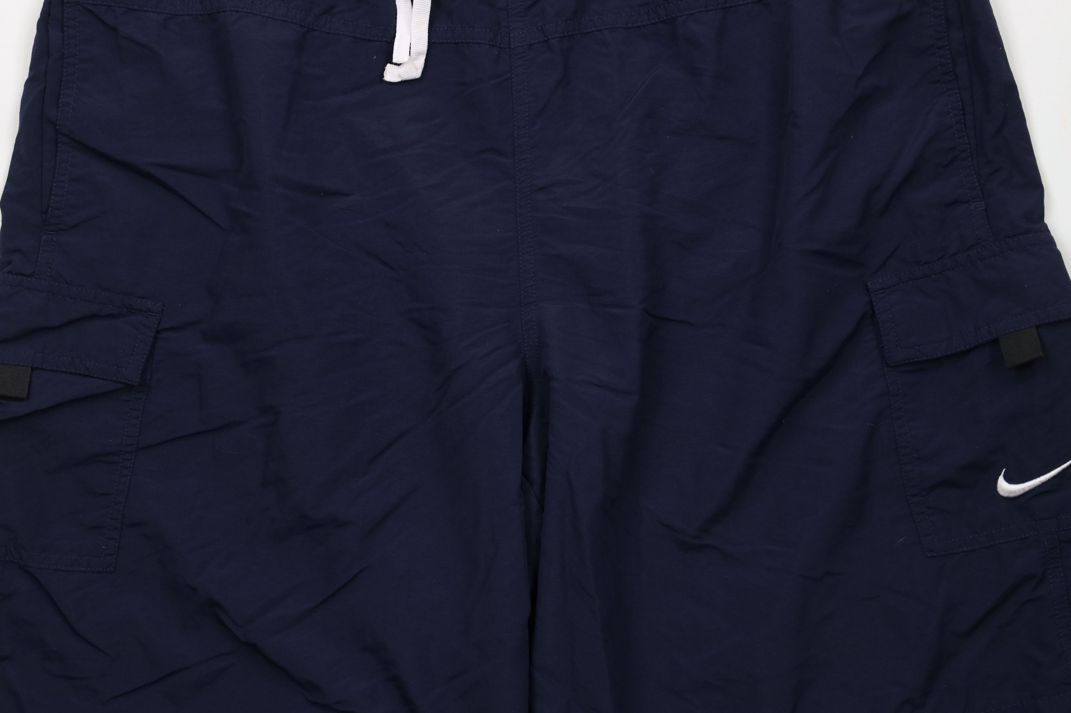 Nike × Vintage Vintage 90s Y2K Nike Mini Swoosh Lined Cargo Shorts Blue Size US 36 / EU 52 - 3 Thumbnail