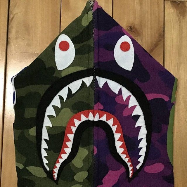 Bape BAPE Shark full zip hoodie Purple camo x Green camo APE Size US M / EU 48-50 / 2 - 3 Thumbnail