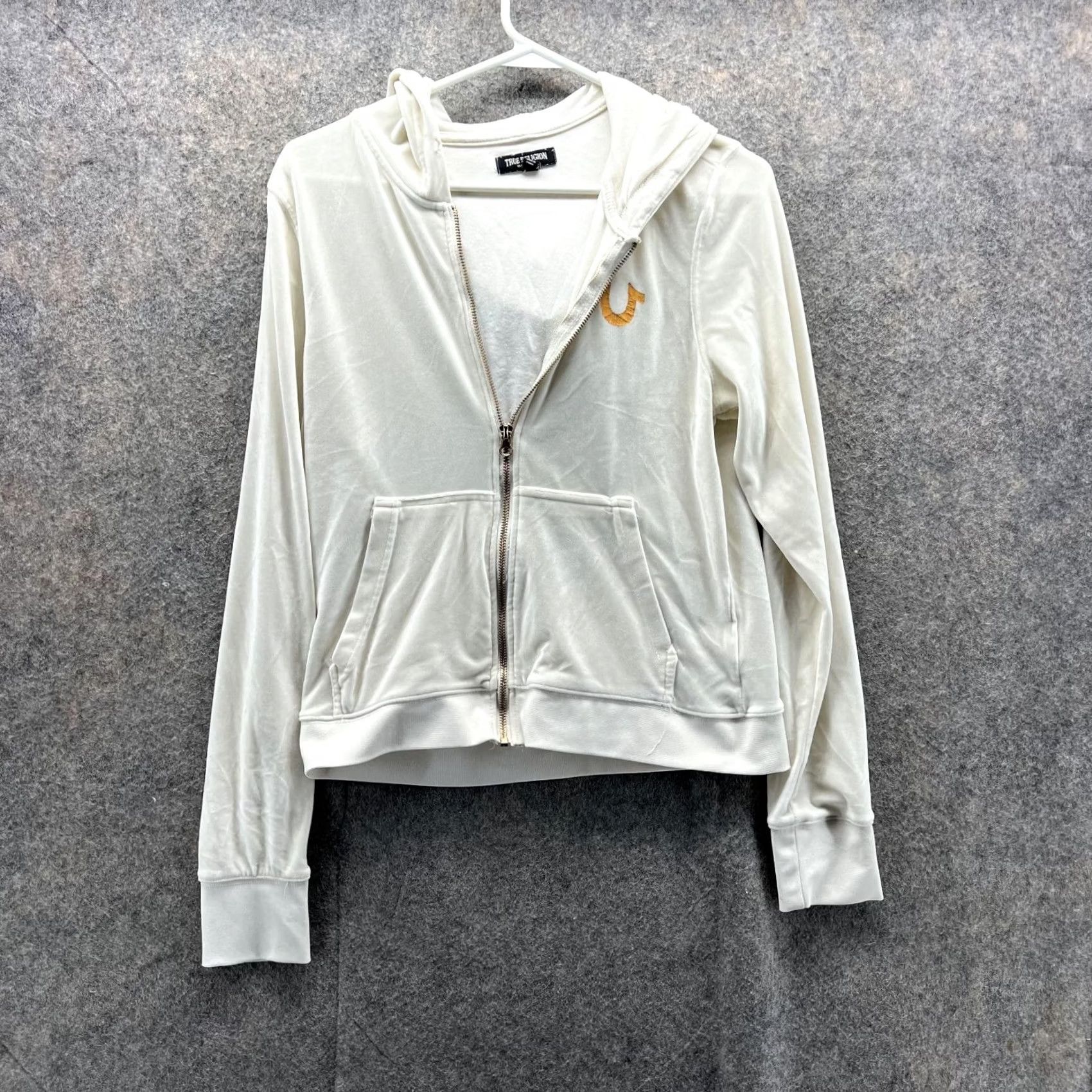 True Religion VINTAGE? No. True Religion Sweater Women Medium Horse Shoe White Full Zip Hoodie Polyester Size M / US 6-8 / IT 42-44 - 2 Thumbnail