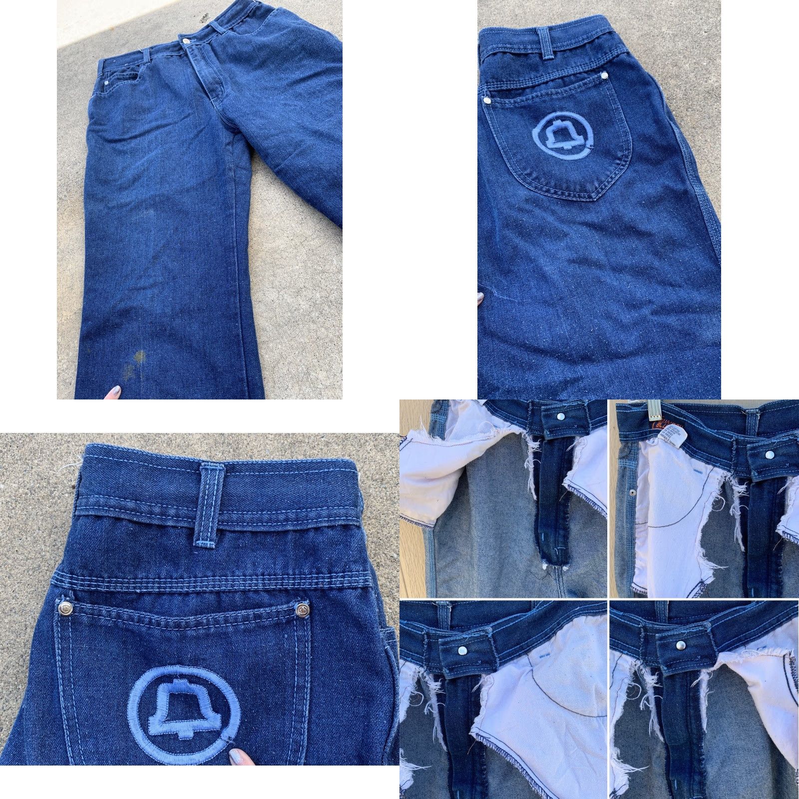 Area Vintage Country Blues Jeans Bell Telephone Work Jeans Embroidered Rear Pocket 18 (31”waist) Denim Blue Made in Taiwan Mens Jeans 70s 80s Size 40" / US 18 - 8 Thumbnail
