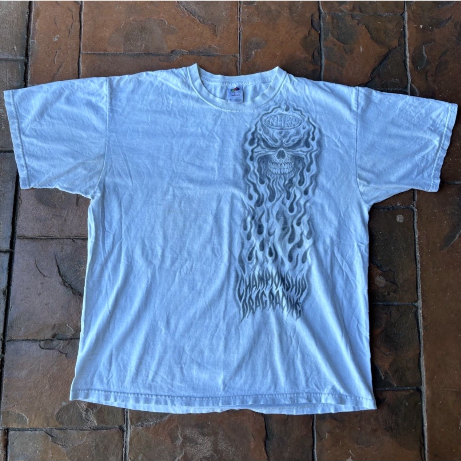 Doublet VINTAGE NHRA T-Shirt XL White Crew Neck Short Sleeve Double-Sided Graphic Print 90s Y2k Flame Skull Racing Mens Size US XL / EU 56 / 4 - 2 Thumbnail
