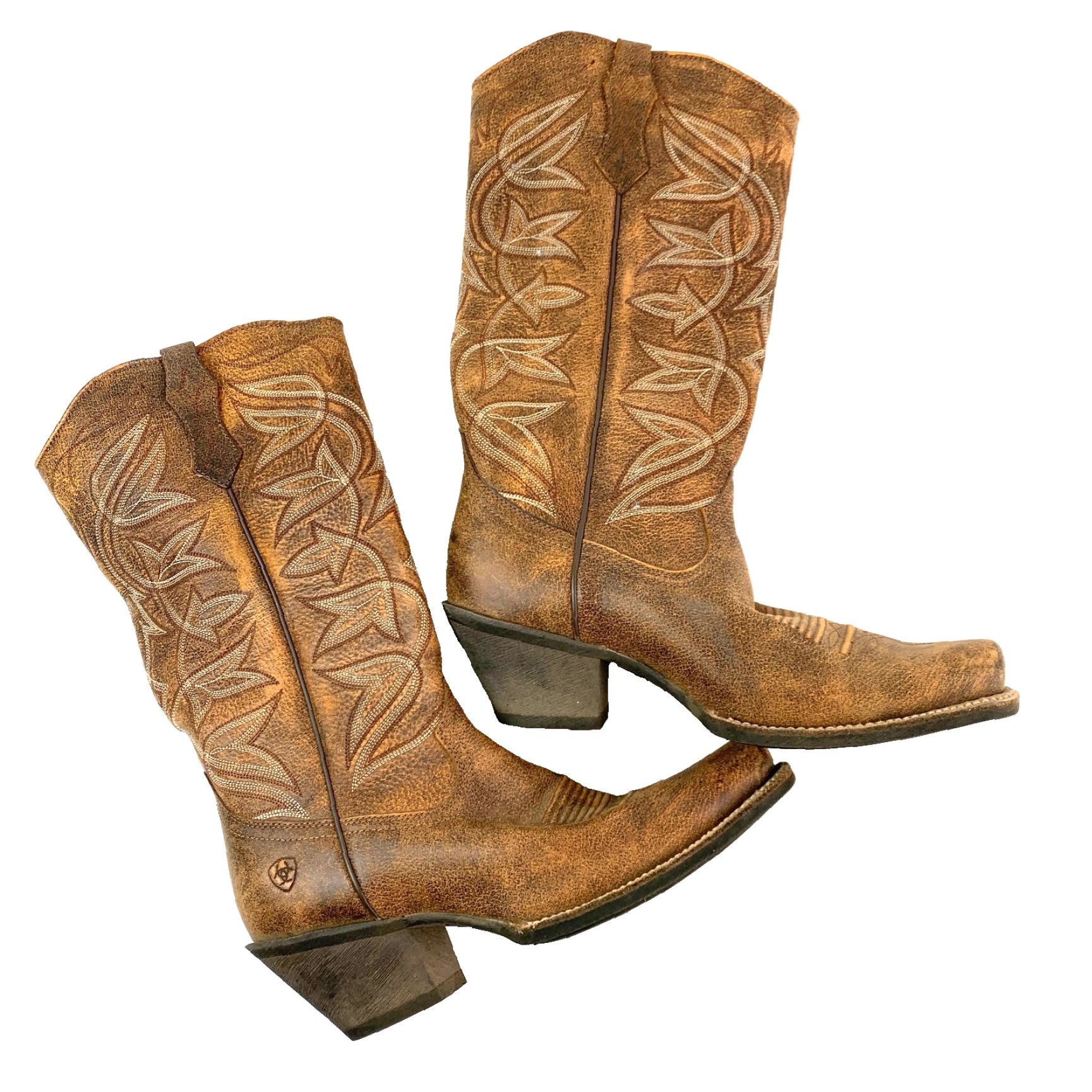 Ariat Ariat Womens Boot Distressed Leather Round Up 10018581 Western Cowboy Leather US 8.5B Brown Shoe Width B Vintage No Day? Size US 9 / IT 39 - 3 Thumbnail