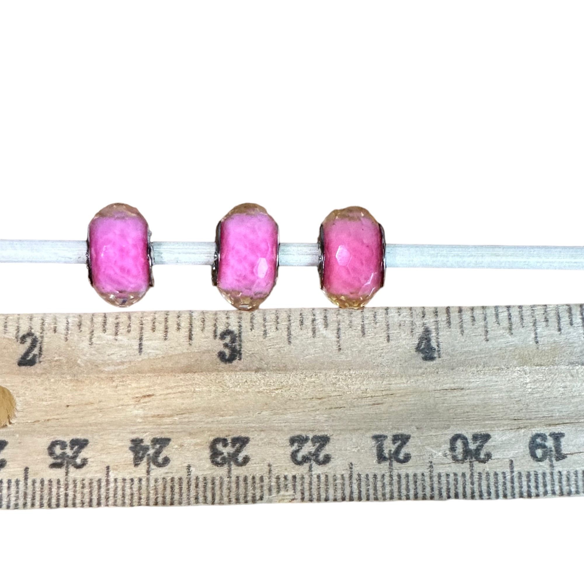 Designer 925 Glass & Enamel Lg Hole Beads Faceted GUC Sterling Silver Size ONE SIZE - 2 Thumbnail
