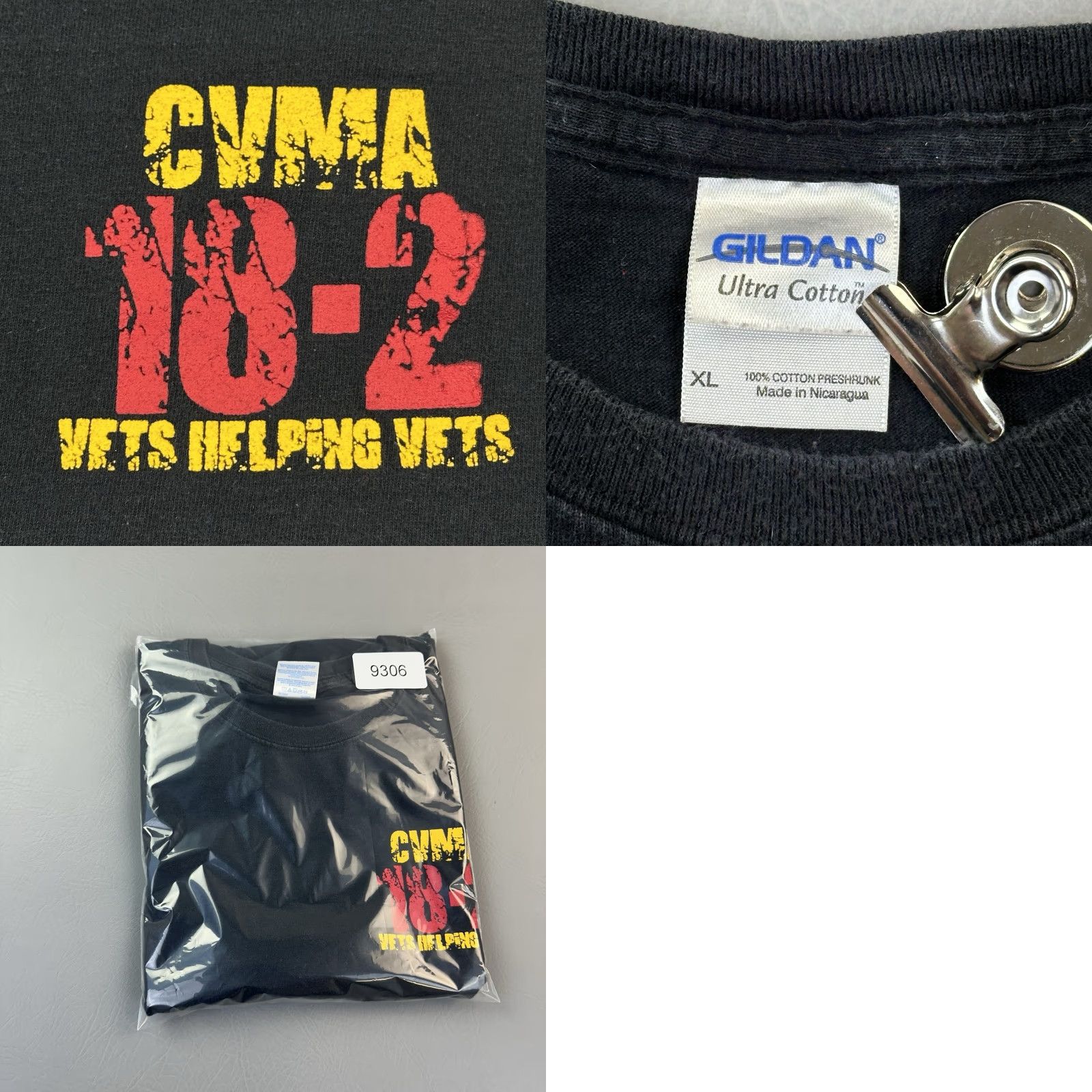 Gildan VINTAGE Gildan Ultra Cotton Biker Shirt Mens XL Black Short Sleeve Skull Cross Vets Helping Vets Y2K Retro USA Logo Shirt Size XL Mens Size US XL / EU 56 / 4 - 8 Thumbnail
