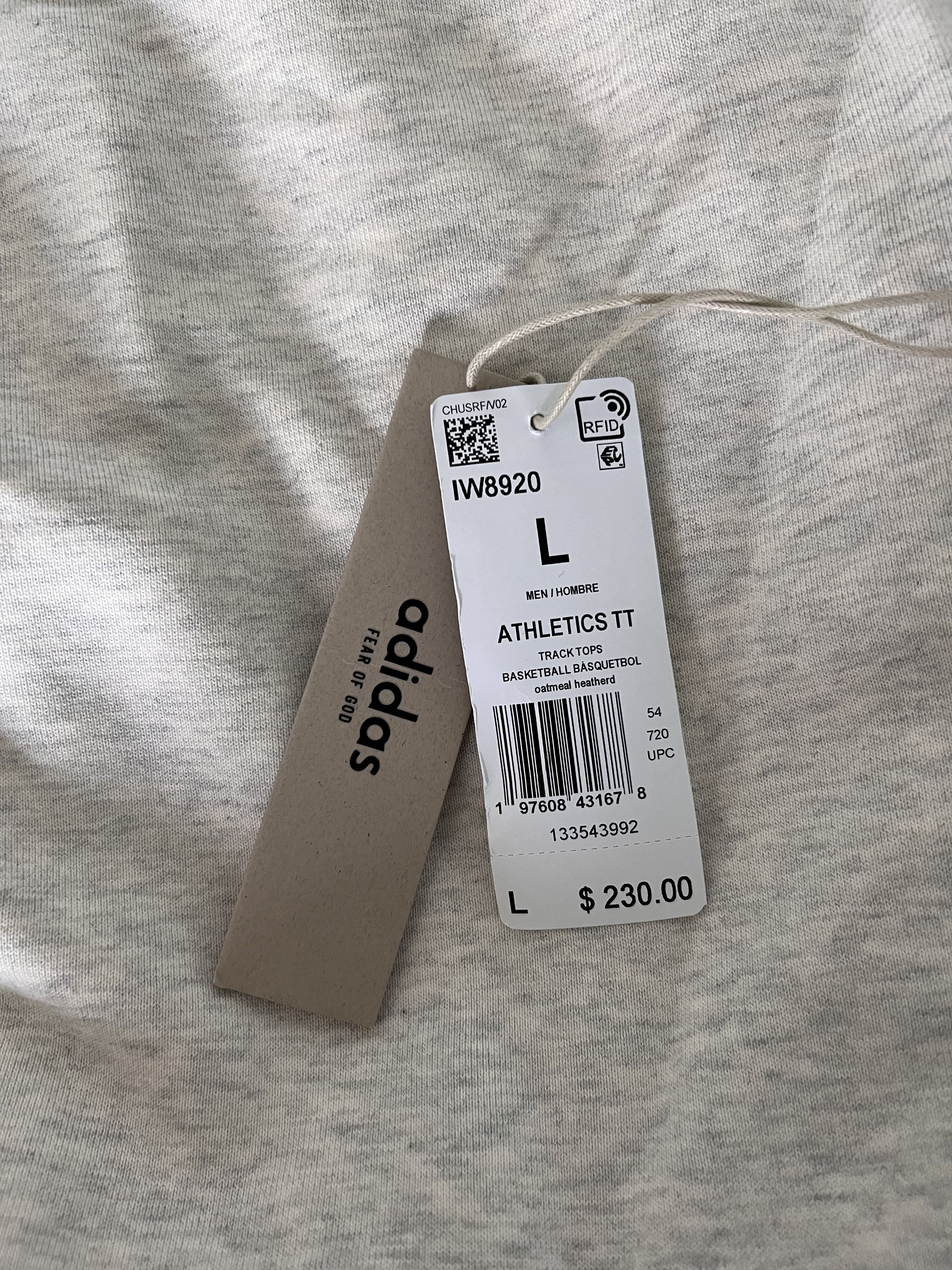 Adidas × Fear of God Adidas Fear of God Athletics Fleece Track Jacket in Oatmeal Size US L / EU 52-54 / 3 - 9 Thumbnail