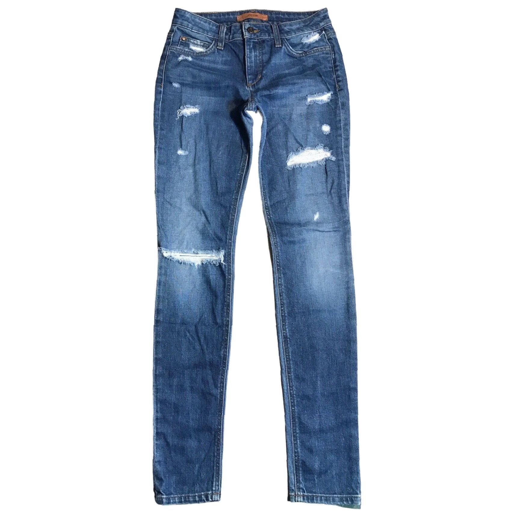 Vintage VINTAGE? (No) - Joe's Jeans Sloane The Skinny Denim Distressed Blue 26x32 Inseam Womens Jeans 5-Pocket Zip Size 26" / US 2 / IT 38 - 2 Thumbnail