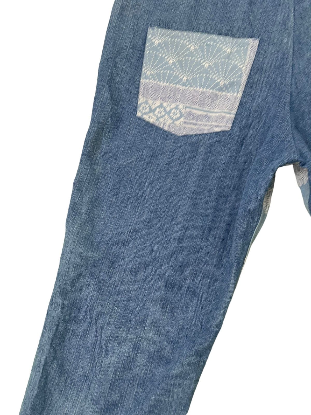 Japanese Brand Baggy Tapered Amina Japanese Pattern Thin Denim 6🟦6 Size US 35 - 16 Thumbnail