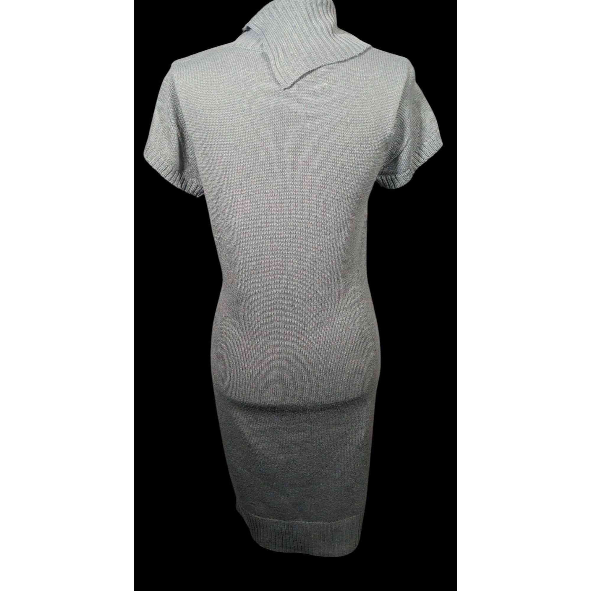 Other Tiana B Grey Asymmetrical Button Collared Sweater Dress With Size M / US 6-8 / IT 42-44 - 2 Thumbnail